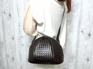 極美品 BOTTEGAVENETA ボッテガヴェネタ イントレチャート ショルダーバッグ バッグ レザー 茶 67589