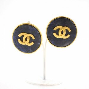 ◆ CHANEL / シャネル 95A 1995年製 ヴィンテージ ココマーク カラーストーンイヤリング 両耳用 クリップ式 ゴールド×ブルー系 144714