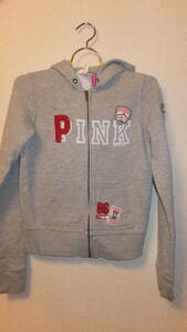 ★VICTORIAS SECRET★PINK HOODIE with Zipper ビクトリアシークレットブルージップアップパーカーフーディー サイズXS　USED IN JAPAN