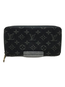 LOUIS VUITTON◆ジッピー・ウォレット_モノグラム・デニム_BLK/長財布/デニム/ブラック/黒/メンズ/ラウンド