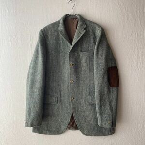 60s Harris Tweed ツイード ジャケット / オリーブ ヘリンボーン ウール エルボーパッチ ユーロ ビンテージ O3-01045-0 sale