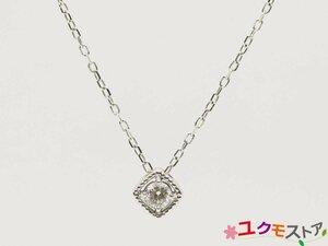 【送料無料】K10WG スクエア ダイヤモンド 0.19ct ペンダント ネックレス