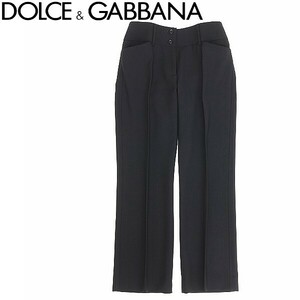 ◆DOLCE&GABBANA ドルチェ＆ガッバーナ ストレッチ センタープレス スラックス パンツ 黒 ブラック 40