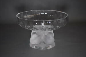 France　Sparrow　LALIQUE　crystal　compote　ラリック コンポート ガラス器 クリスタルグラス　bird　ガラス 雀 小鳥 野鳥 デザート皿