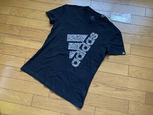 ♪新品タグ付 アディダスadidas ゼブラ ロゴ グラフィック 半袖Tシャツ 黒 OT ダンス トレーニング