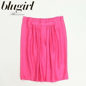 新品◆blugirl ブルーガール ブルマリン シルク100％ タック スカート ピンク 40