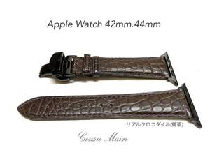 アップルウォッチ apple watch series 7,6,SE,5,4,3,2,1 42mm44mm45mmクロコダイル（アダプター 18mmＤバックル 取付工具セット）S215