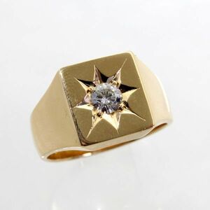 ◎中古美品◎１８金　ダイヤ　0.32ct　印台　メンズリング　19号