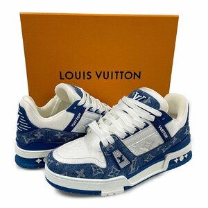 LOUIS VUITTON ルイ・ヴィトン LVトレイナーライン モノグラム デニム シューズ スニーカー 白×青 サイズ7.5=26~26.5cm 正規品 / 32693