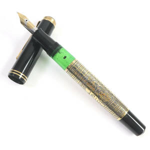 美品□PERIKAN ペリカン M700 トレド ペン先K18 Bニブ キャップ式 万年筆 ペン ブラック×ゴールド 西ドイツ製 メンズオススメ◎