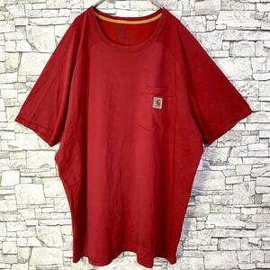 Carhartt カーハート ロゴポケット半袖Tシャツ カットソー RELAXED FIT レッド XL