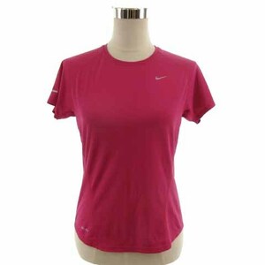 ナイキ NIKE Tシャツ DRI-FIT 半袖 ロゴプリント メッシュ切替え ピンク L レディース