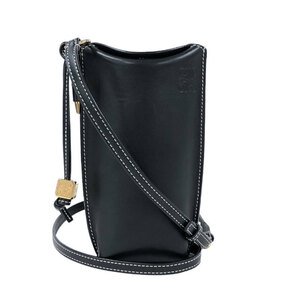 ロエベ LOEWE ゲートポケット ブラック レザー ショルダーバッグ レディース 中古