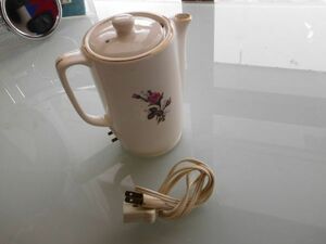 昭和レトロ 陶製バラ柄　電気ポット　薔薇　15x9h17cm ティーポット　水差し 350W 日本製　陶製