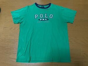 Polo Ralph Lauren ポロ ラルフローレン　Tシャツ　半袖 リンガー プリント　L USA製　90