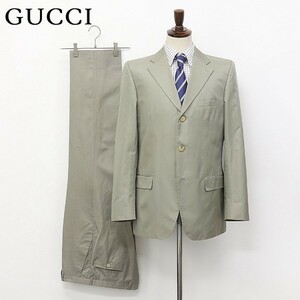 ◆GUCCI/グッチ シルク混 3釦 スーツ グレージュ