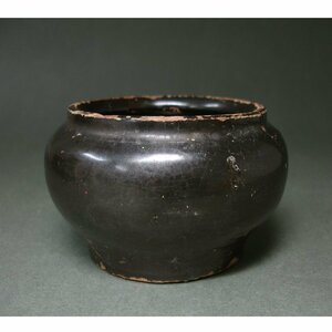 慶應◆元代(中国山西省) 磁州窯 黒釉薬小壷 薬壺 茶器