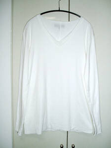 ◆GGD ジージーディー ピュアコットン 2枚重ね レイヤード Vネック 長袖Tシャツ プルオーバー 白 ホワイト 2(M)◆カットソー ロンT 綿100%