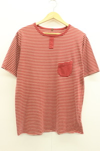 【中古】Nigel Cabourn メンズTシャツ 50 ポケット Tシャツ Nigel Cabourn 50 赤 レッド ボーダー