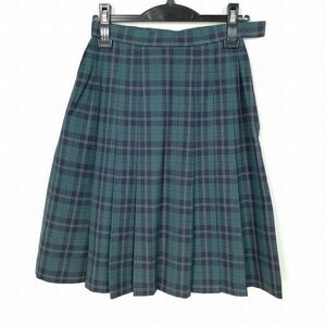 1円 スクールスカート 夏物 w63-丈57 チェック 中学 高校 プリーツ 学生服 制服 女子 中古 IN5365