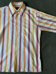 60s 70s SEARS シアサッカー マルチカラー 半袖シャツ vintage ビンテージ ストライプシャツ