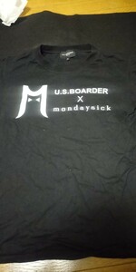 U.S.BOARDER(ユーエス ボーダー) ×MONDAYSICK(邦楽バンド) コラボTシャツ！レア！古着 サイズM(細身) カラー・ブラック