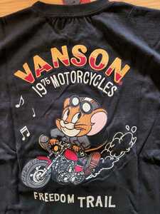 送料込★VANSON　バンソン　TJV-2233 　天竺長袖Tシャツ　TOM&JERRY トム&ジェリー　コラボ　バイク　ブラック　XXL