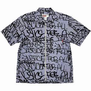 美品 18AW シュプリーム×コムデギャルソンシャツ SUPREME×COMME des GARCONS SHIRT Graphic Shirt グラフィック ジップアップシャツ