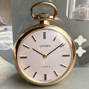 【不動品】シチズン CITIZEN アンティーク ペンダント 懐中時計 手巻き ケース径29㎜ ビンテージ ポケットウォッチ オープンフェイス