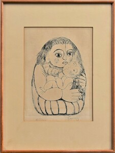 一世を風靡した人気画家の銅版画作品で貴重です　　北川民次　　銅版画　「瀬戸の母子像B」　　限定100部　【正光画廊・5000点出品中！】】