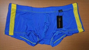 TM COLLECTION STRIKESKIN Wライン Low-rise BOXER ローライズ ボクサーパンツ フルバック ボクサー ブリーフ ブルー × イエロー Mサイズ