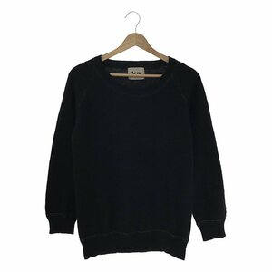 Acne / アクネ | アンゴラ混 クルーネック ニットセーター | XS | ブラック | レディース