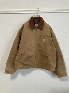 90s Carhartt カーハート デトロイトジャケット ダック ワーク ビンテージ キャメル サイズL位☆80s カバーオール サンタフェ アクティブ