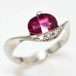 ＊Pt900天然ガーネット/天然ダイヤモンドリング＊b 約4.0g 約11.5号 約0.02ct garnet diamond jewelry ring EB0/EB0