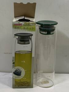 ■美品1円 HARIO ハリオ 水出し茶ポット Cold brewed tea pot ダークグリーン MD-10 実用容量 1000m 箱付き③