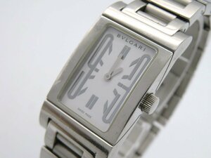 1円■ジャンク■ ブルガリ RT39S レッタンゴロ ホワイト クオーツ レディース 腕時計 N900