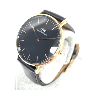 良好◆Daniel Wellington ダニエルウェリントン クラシック 腕時計 クオーツ◆G36R03 ローズゴールド×ブラック レザー ウォッチ watch