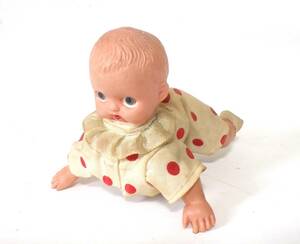 古い 人形 ブリキ セルロイド？ 日本製 可愛いはいはい人形 ブリキ ゼンマイ仕掛け ベビードール ベビー 赤ちゃん ソックス 靴下
