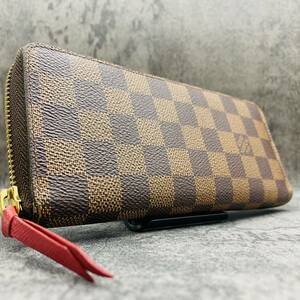 美品 LOUIS VUITTON ルイヴィトン ダミエ ポルトフォイユ クレマンス ジッピーウォレット M60534 長財布 メンズ レディース ラウンド 赤