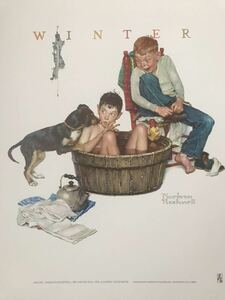 ★J28★ NORMAN ROCKWELL/ノーマン・ロックウェル「私と友達1954年舐める良い風呂」ポスター