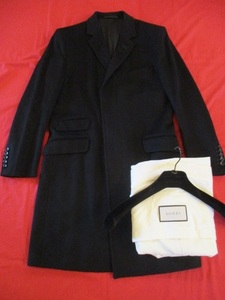 ★SALE★【新品・未使用・半額以下】★GUCCI/グッチ/CHESTERCOAT★チェスターコート/5ボタン・グッチ刻印入り/ブラック/48R★