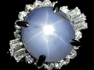 OR11122T【1円～】新品【RK宝石】≪Star Sapphire≫ 天然非加熱スターサファイア 大粒6.73ct!! 極上ダイヤモンド Pt900 高級リング ダイヤ