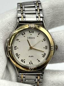 【電池切れ】SEIKO セイコー ALBA アルバ URBAN アーバン クォーツ 腕時計 白文字盤 ラメ ローマン コンビ ボーイズサイズ V701-6C20