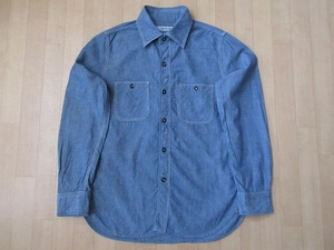 日本製 OMNIGOD chambray work shirts マチ付き 長袖 シャンブレー シャツ 2 ブルー オムニゴッド ドミンゴ インディゴ アメカジ ワーク