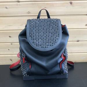 【10000円スタート】超美品 正規品 Christian Louboutin ルブタン エクスプローラファンク リュックサック レザー スパイクスタッズ