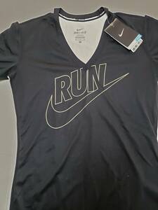 新品タグ付き★ナイキ THE NIKE DRI-FIT レディース 半袖 RUN Tシャツ Mサイズ★黒