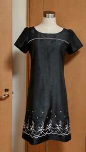 黒　刺繍　ワンピース　フォーマル　ドレス　サイズ７号