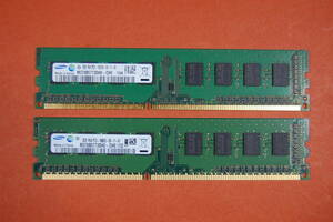 PCメモリ　SAMSUNG 2GB 1Rx8 PC3-10600U-09-11-A1 2G 2枚セット 片面 使用済　T-036 