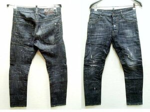 ◇即決[42]DSQUARED2 17SS TIDY BIKER JEAN ブラック S74LB0109 ストレッチ デニム スリム バイカー パンツ■6444