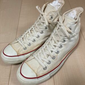 CONVERSE ALL STAR HI White 9 80s vintage USA製 極美品 あて布 囲み文字 生成り コンバース オールスター アメリカ製 1000円スタート